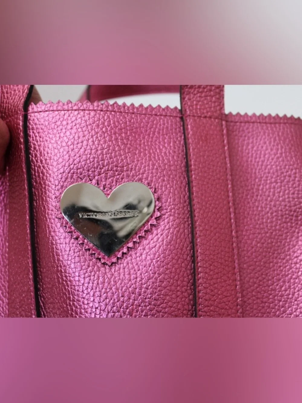 Victoria's Secret metallic pink mini tote bag
